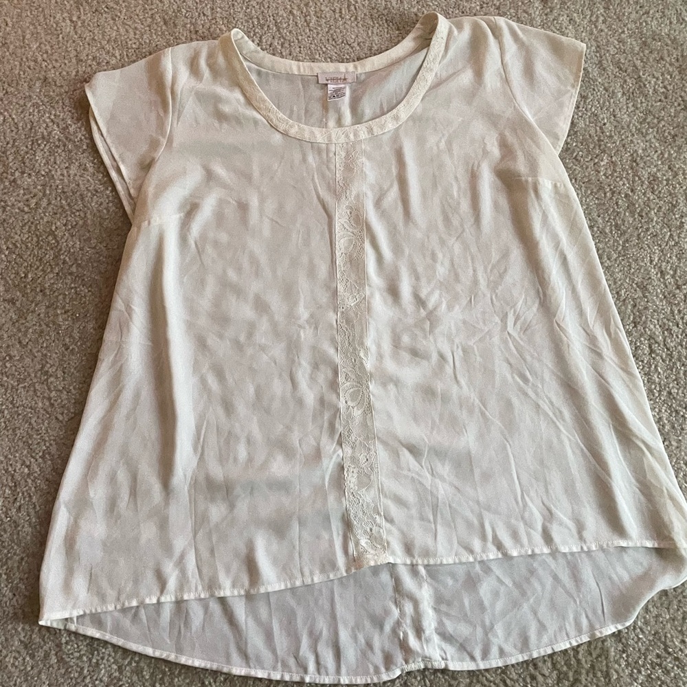 White Vieha Blouse with lace middle and collar